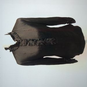 Elie Tahari Brown Ruffled/Pleated Collar Silk Blouse